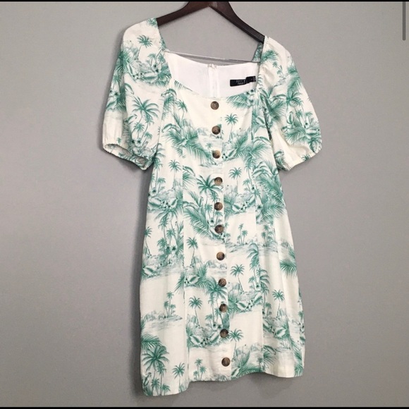 Paper Heart Camilla Linen Dress Tropical Print - Picture 2 of 7